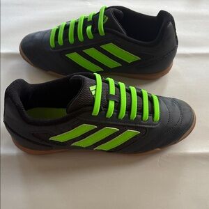 Adidas Super Sala 2 indoor soccer shoes in black with lime green accents